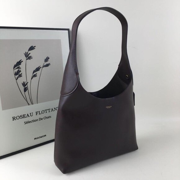 COACH Brooklyn 28 - Classic Leather Chic Tote Bag - BLACK - Picture 3 of 6